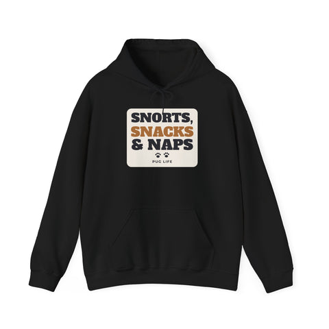 Snorts, Snacks and Naps Pug Hoodie | Pug Gift