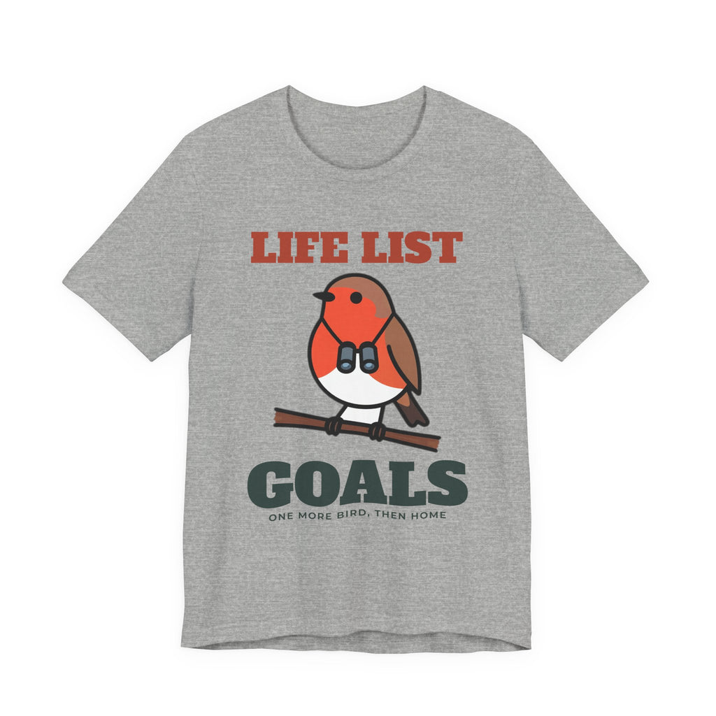 Birdwatching Shirt with the Life List Goals design in athletic heather