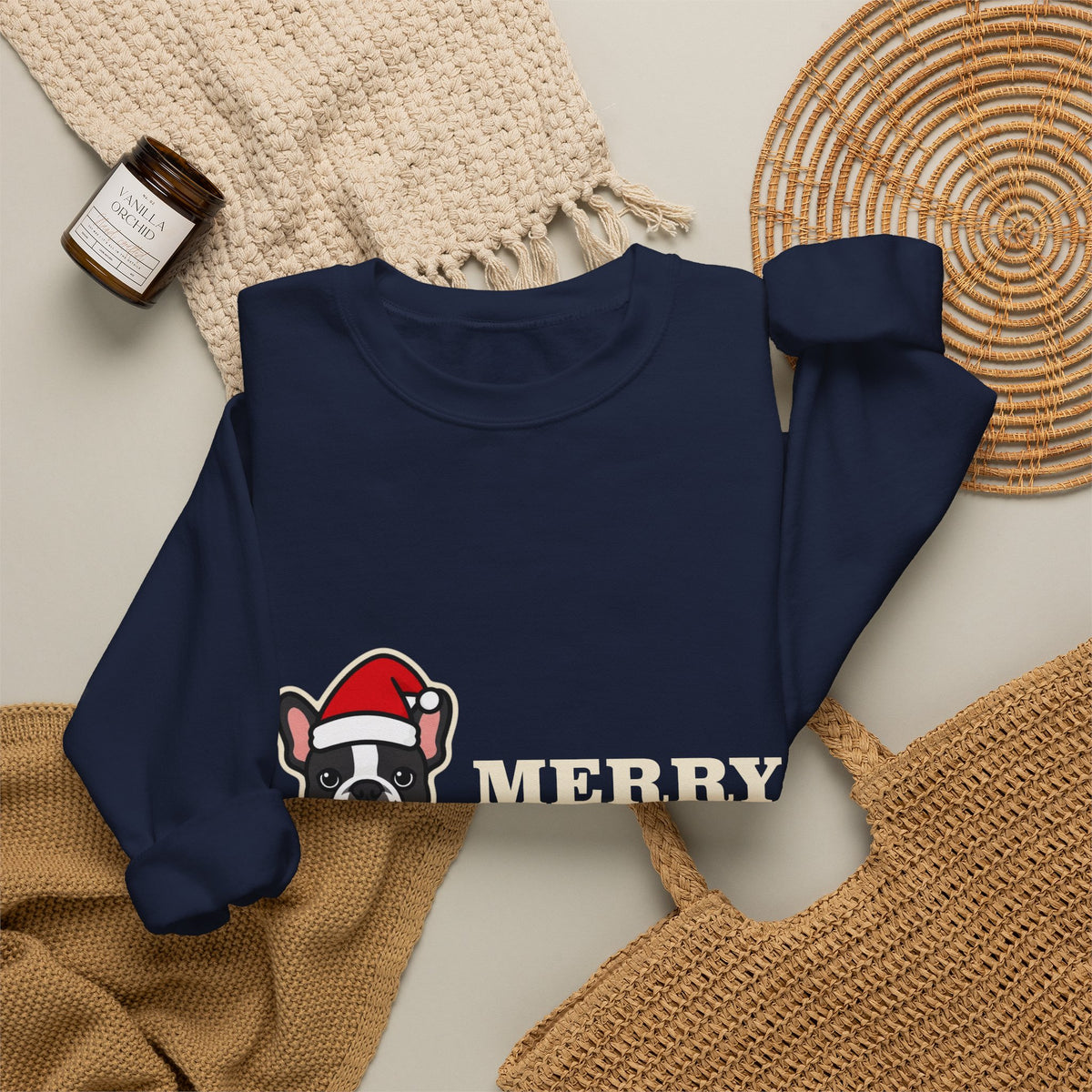 French Bulldog Christmas Crewneck Sweatshirt | Merry Frenchmas Frenchie Sweatshirt | Frenchie Mom Dog Christmas Gift