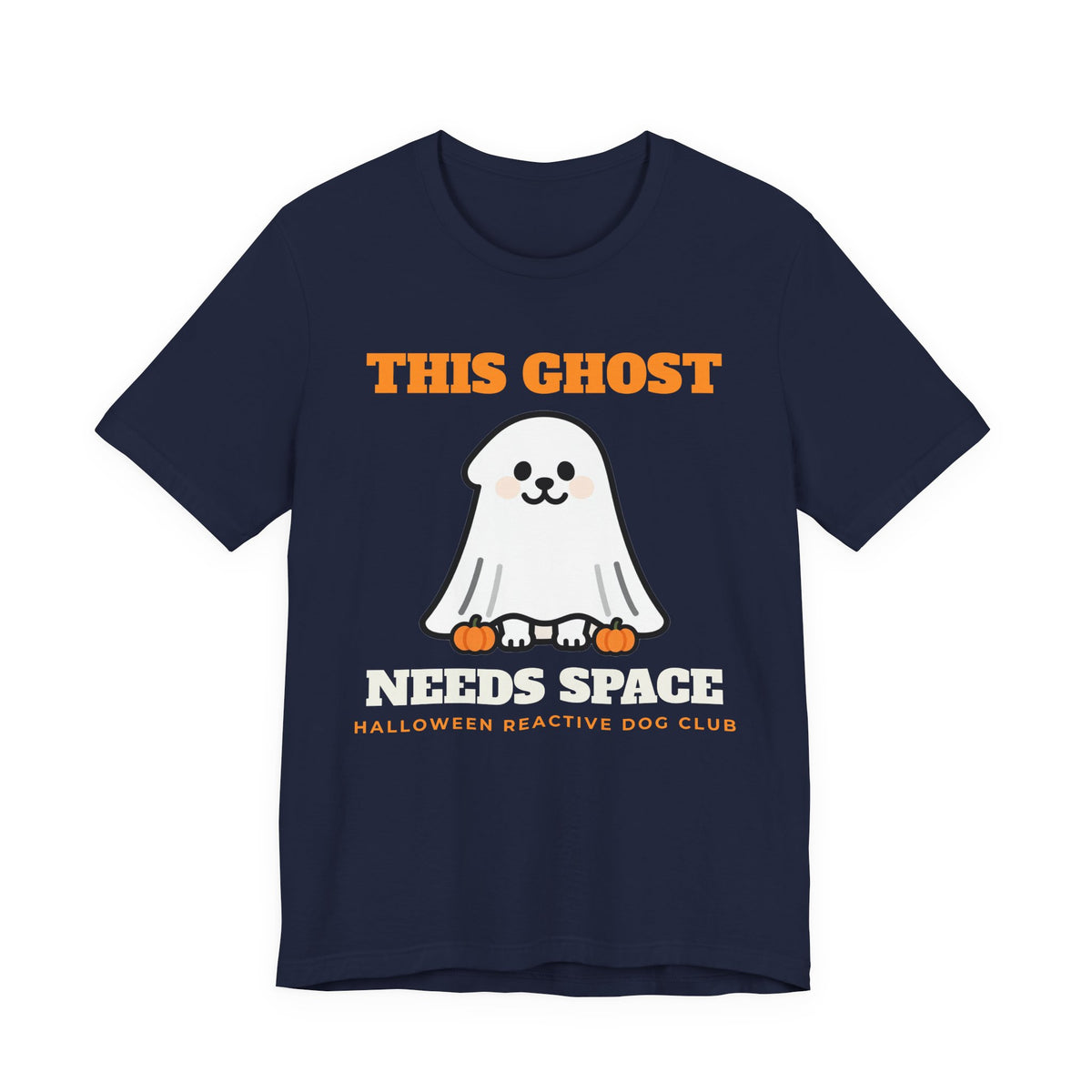 Halloween Dog Shirt with the This Ghost Needs Space design in navy