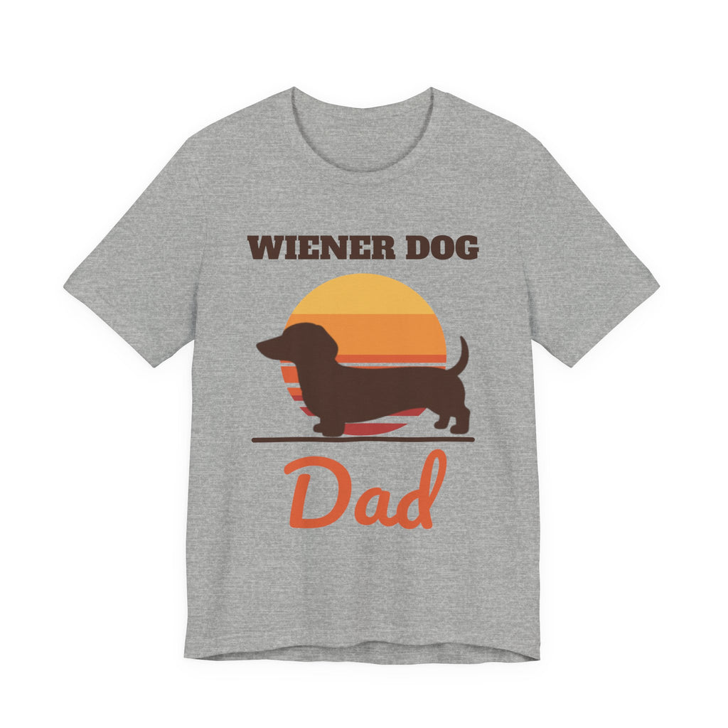 Dachshund Dad Shirt with the Retro Wiener Dog Dad design in athletic heather