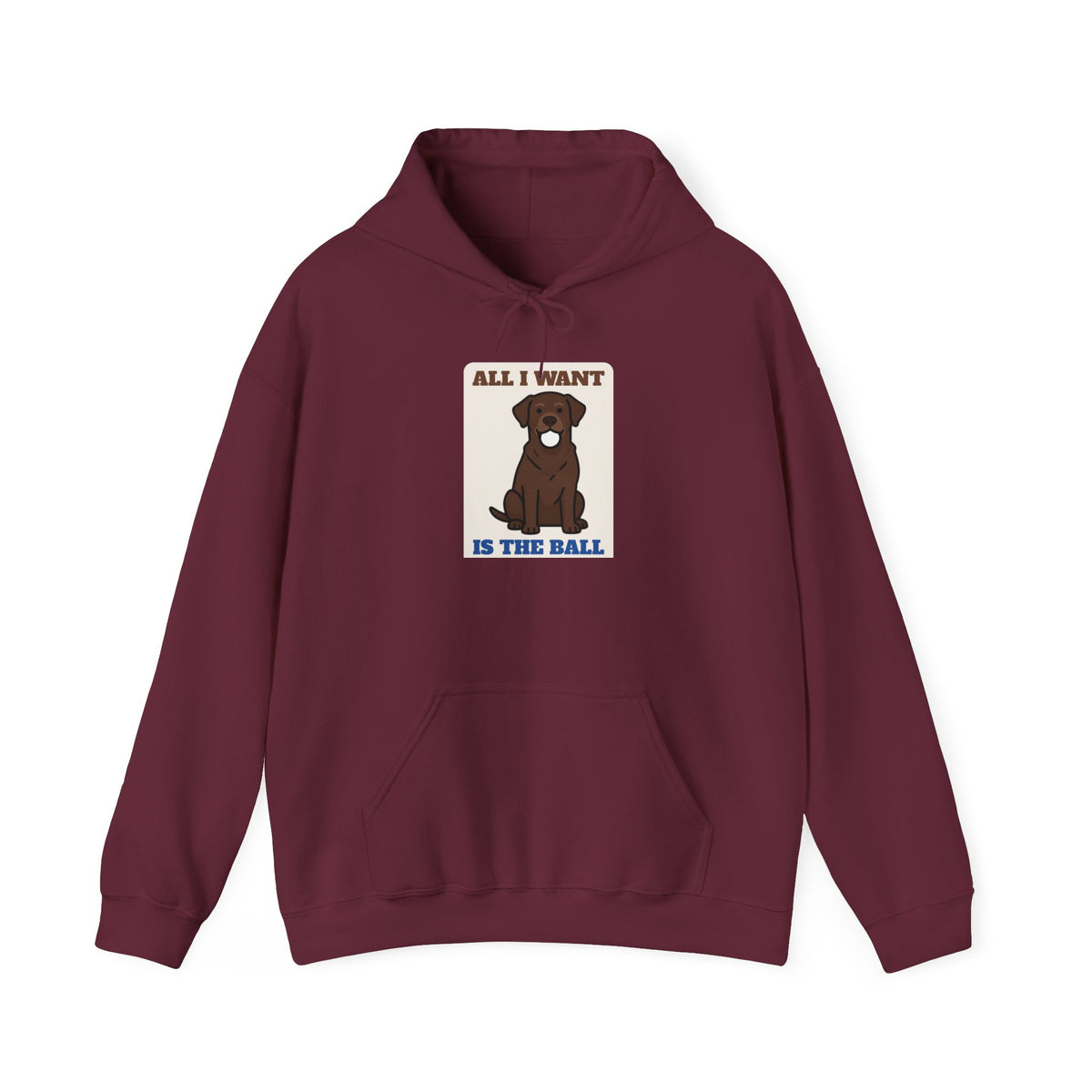 All I Want Is the Ball Labrador Hoodie - Labrador lover hoodie, front print detail