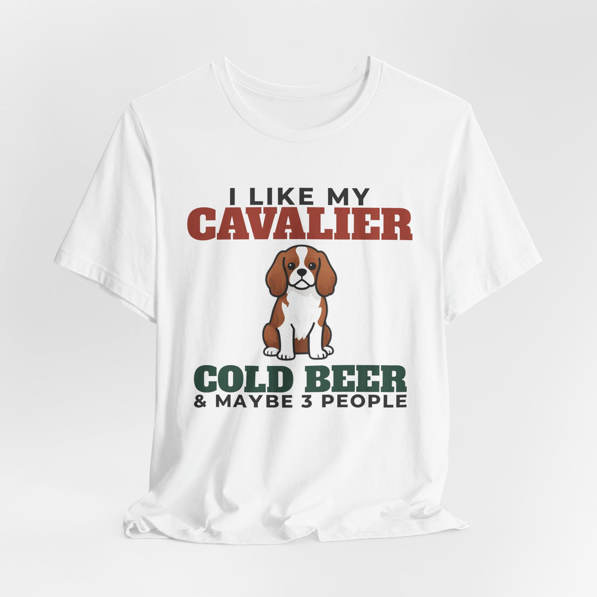 I Like My Cavalier King Charles, Cold Beer and Maybe 3 People Tee | Funny Cavalier King Charles Dad Gift