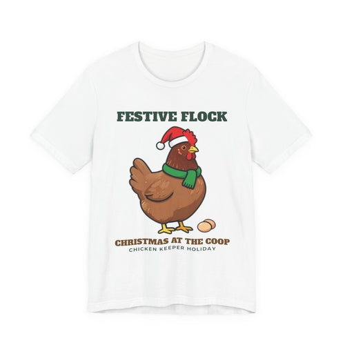 Festive Flock Chicken Christmas Tee - original t-shirt design by Pastime Goods