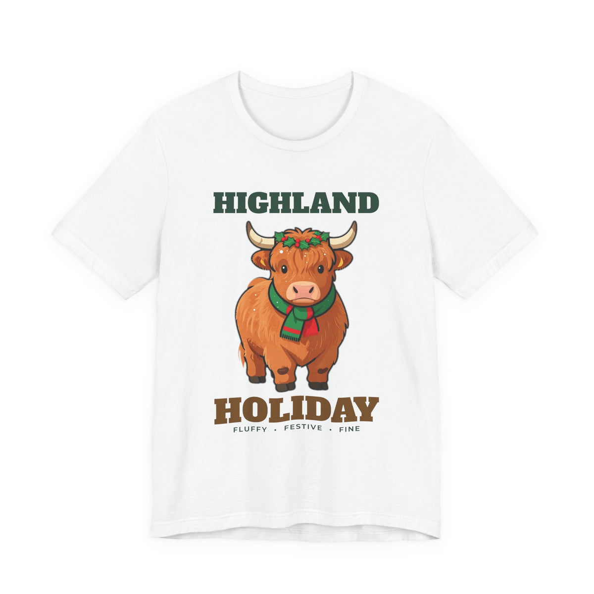 Highland Holiday Cow Christmas Tee - original t-shirt design by Pastime Goods