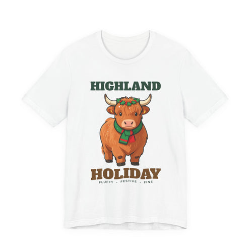 Highland Holiday Cow Christmas Tee - original t-shirt design by Pastime Goods