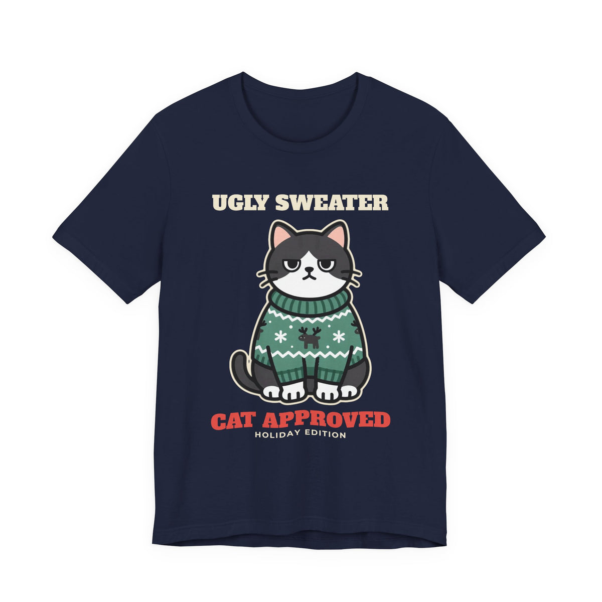 Cat Approved Ugly Christmas Sweater Tee