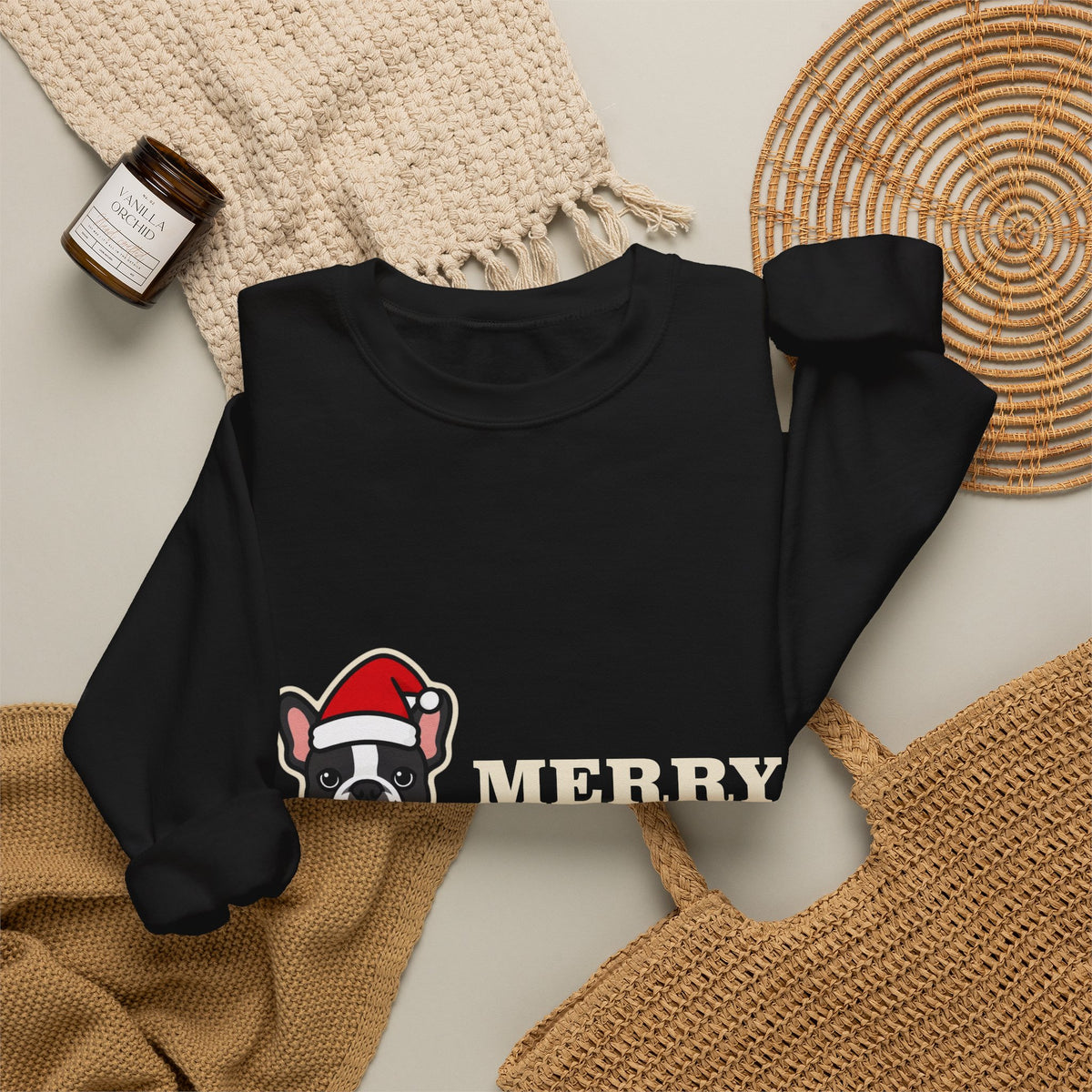 French Bulldog Christmas Crewneck Sweatshirt | Merry Frenchmas Frenchie Sweatshirt | Frenchie Mom Dog Christmas Gift