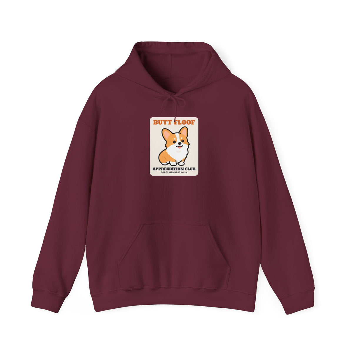Corgi Butt Floof Appreciation Club Hoodie - Corgi lover hoodie, front print detail