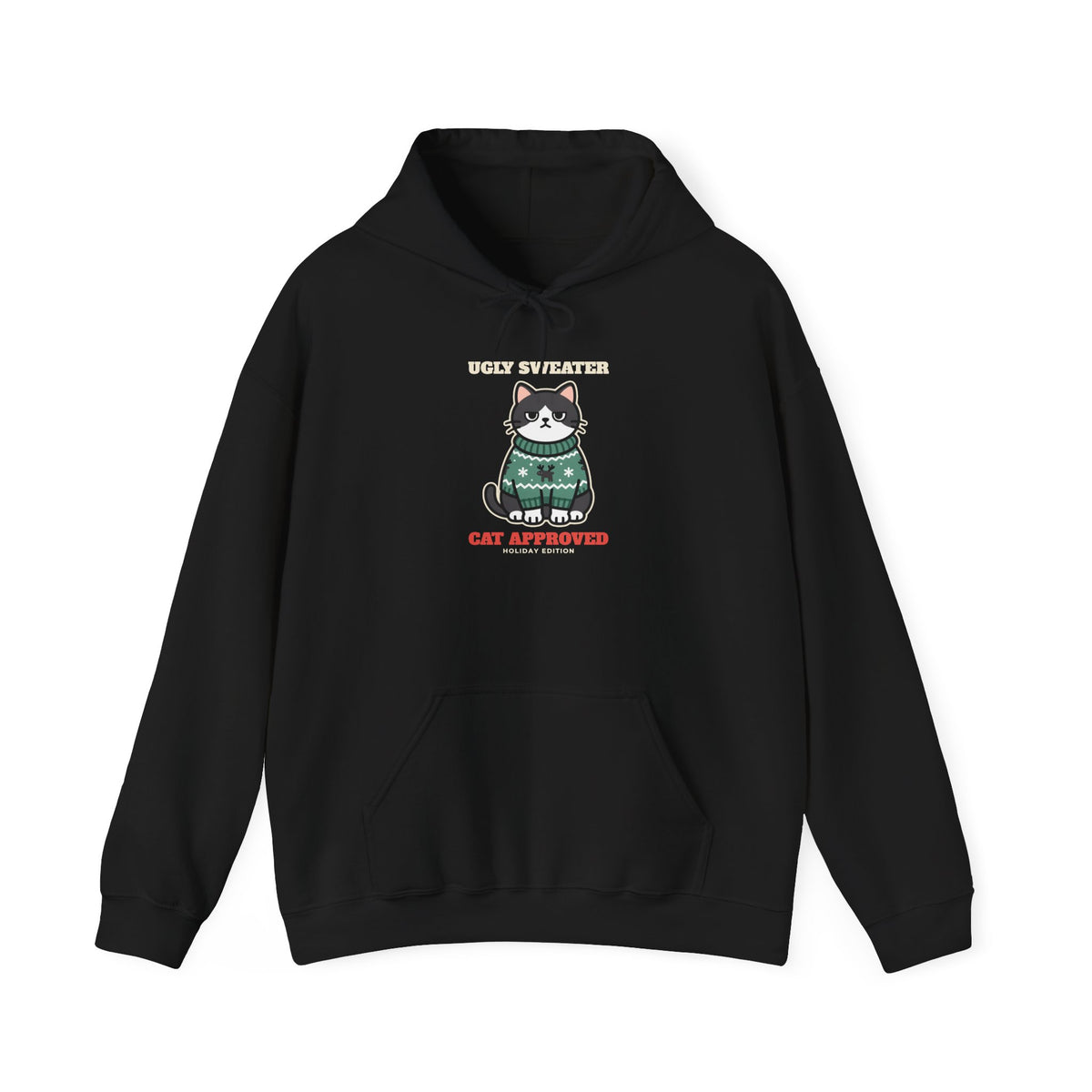Cat Approved Ugly Christmas Sweater Hoodie - original hoodie design by Pastime Goods