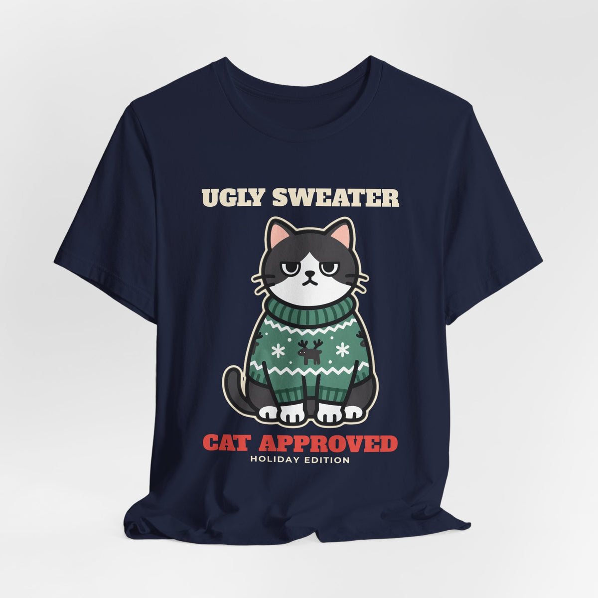 Cat Approved Ugly Christmas Sweater Tee