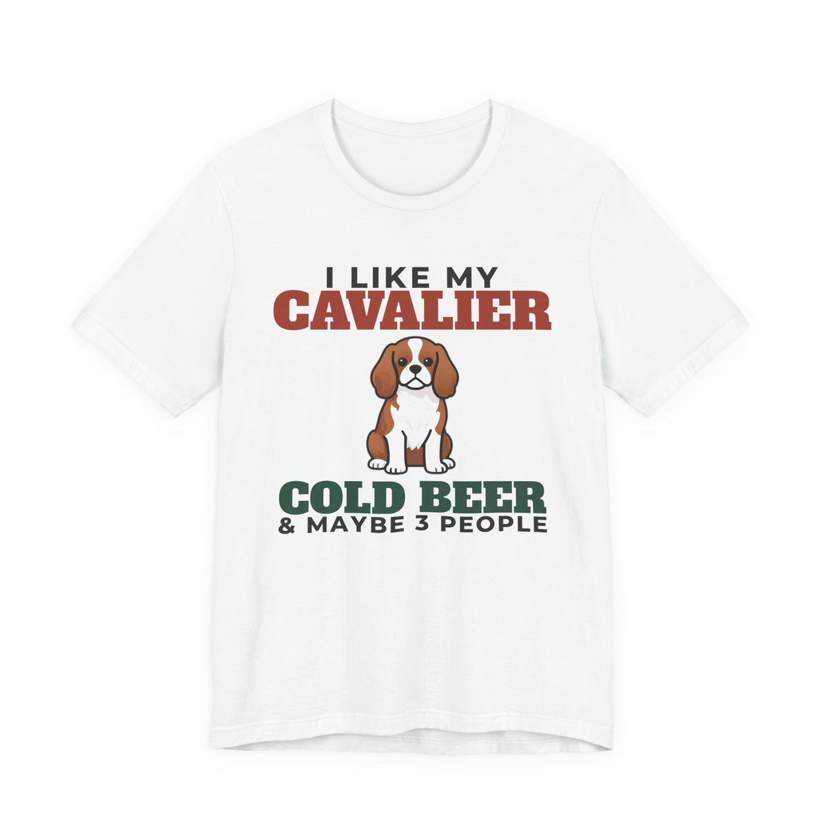 I Like My Cavalier King Charles, Cold Beer and Maybe 3 People Tee | Funny Cavalier King Charles Dad Gift