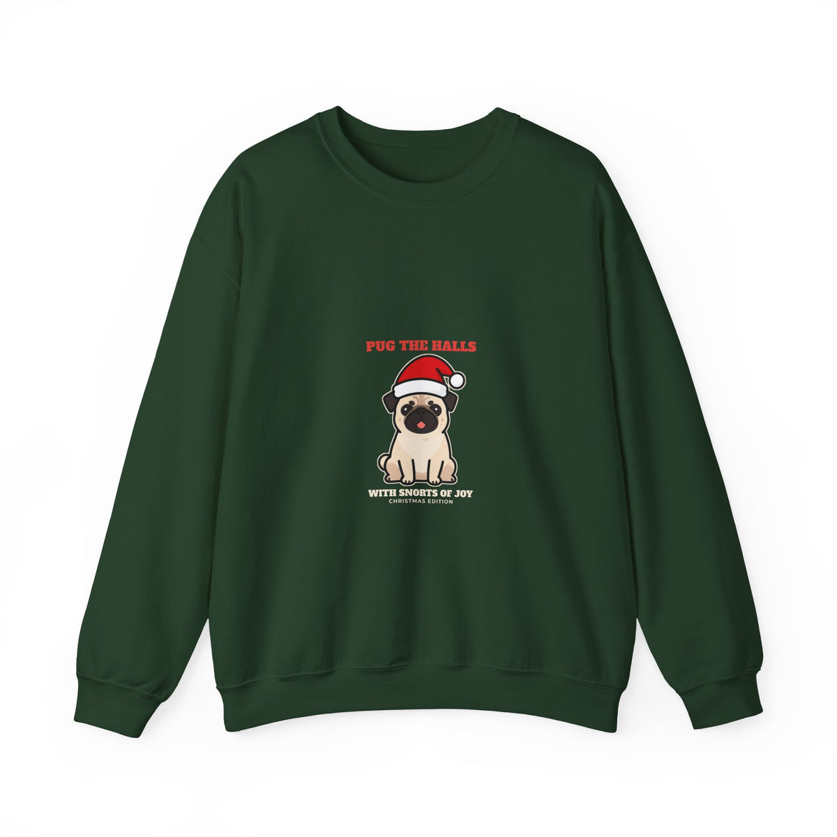 Pug Christmas Crewneck Sweatshirt, Pug the Halls With Snorts of Joy Sweatshirt, Funny Pug Mom Gift, Pug Dad Christmas Crewneck Sweatshirt, Pug Lover Gift