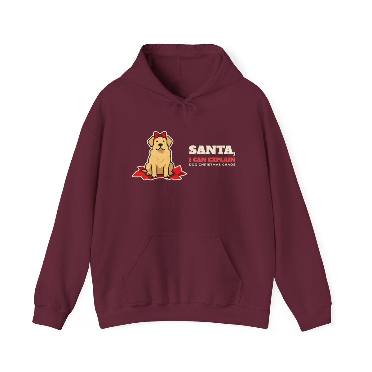 Santa I Can Explain dog Christmas hoodie - alternate angle, dog gift by Passtime Goods