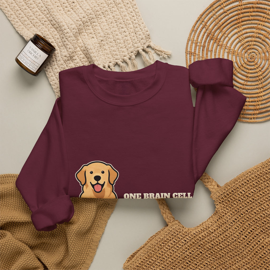 One Brain Cell, Very Happy About It Golden Retriever Crewneck Sweatshirt | Golden Retriever Gift