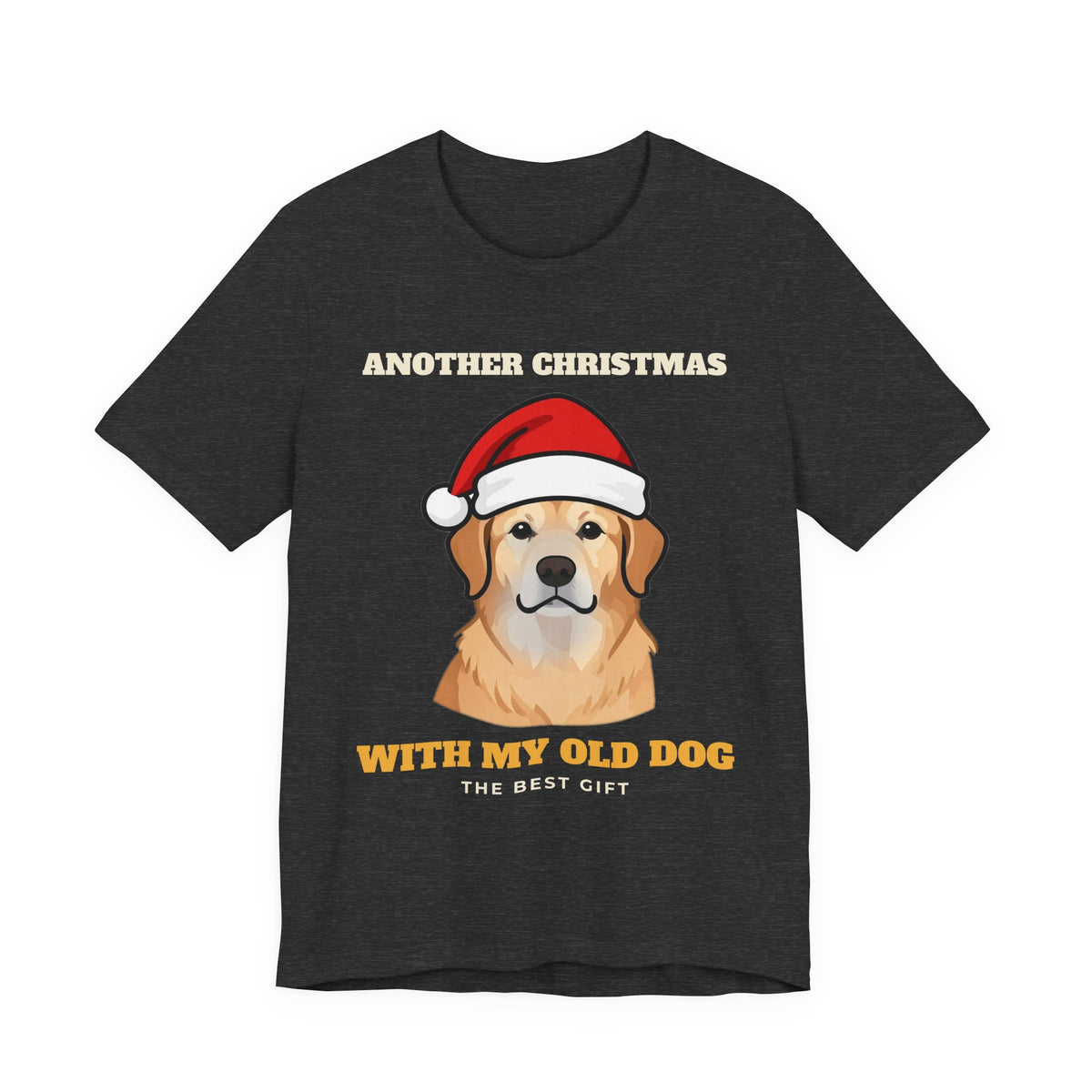 Senior Dog Christmas Shirt with the Another Christmas With My Old Dog design in dark grey heather