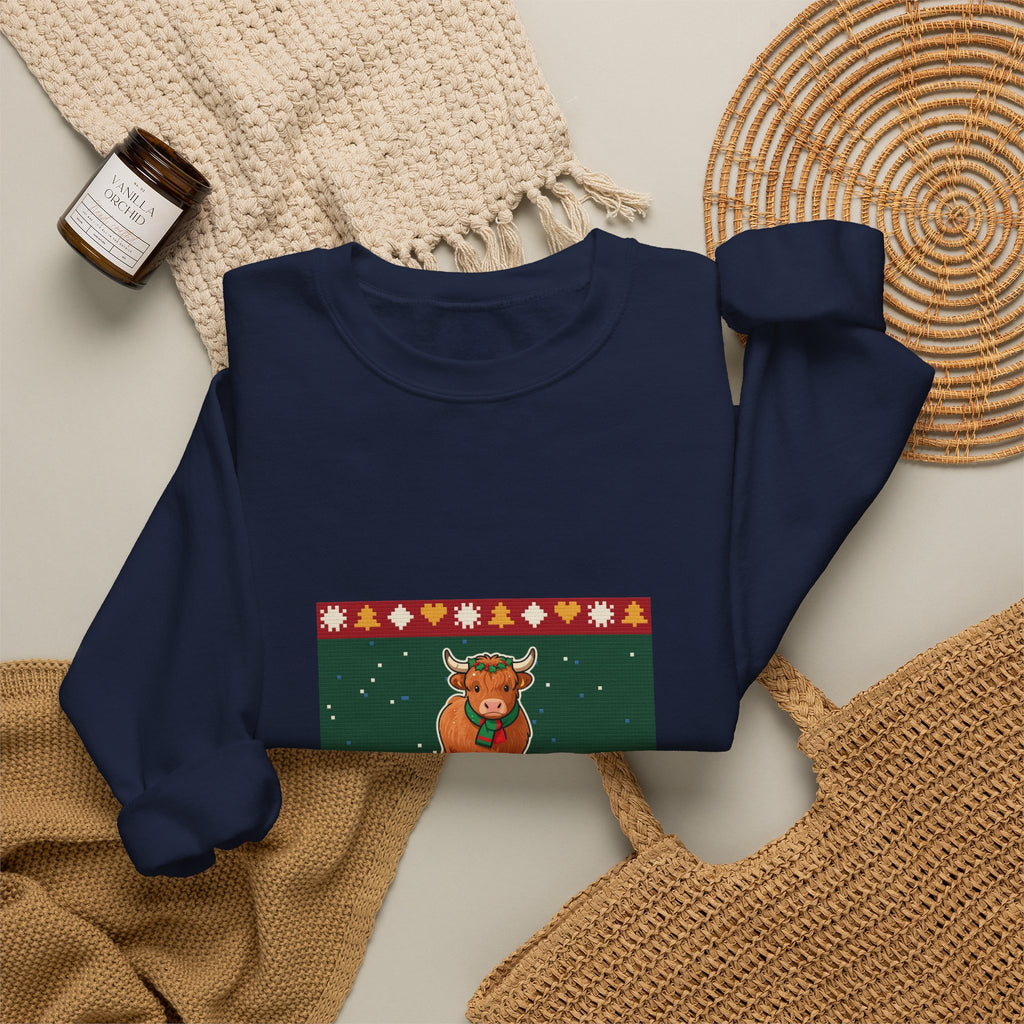 Moo-ry Christmas Ugly Sweater Crewneck Sweatshirt