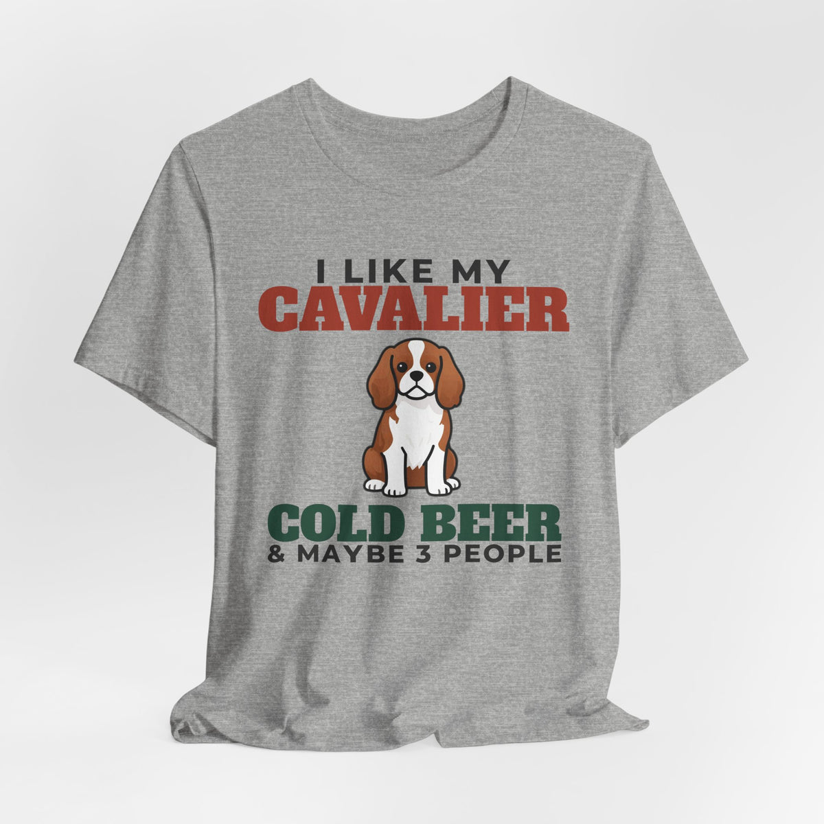 I Like My Cavalier King Charles, Cold Beer and Maybe 3 People Tee | Funny Cavalier King Charles Dad Gift