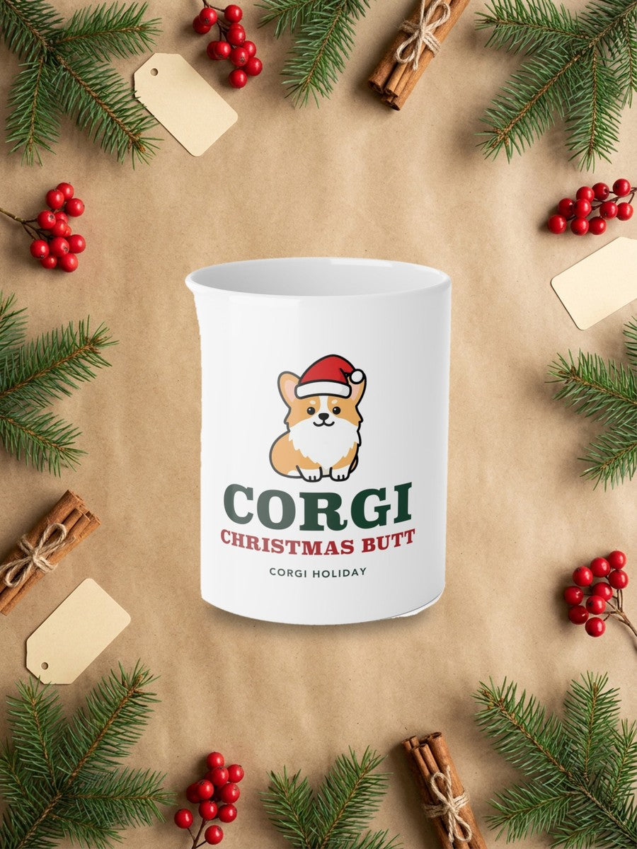 Corgi Christmas Mug in a styled table product photo