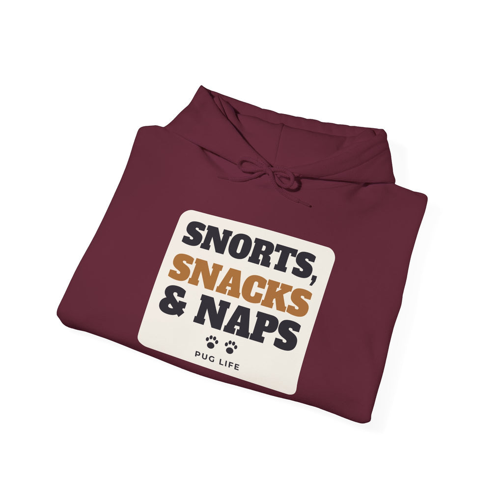 Snorts, Snacks and Naps Pug Hoodie | Pug Gift