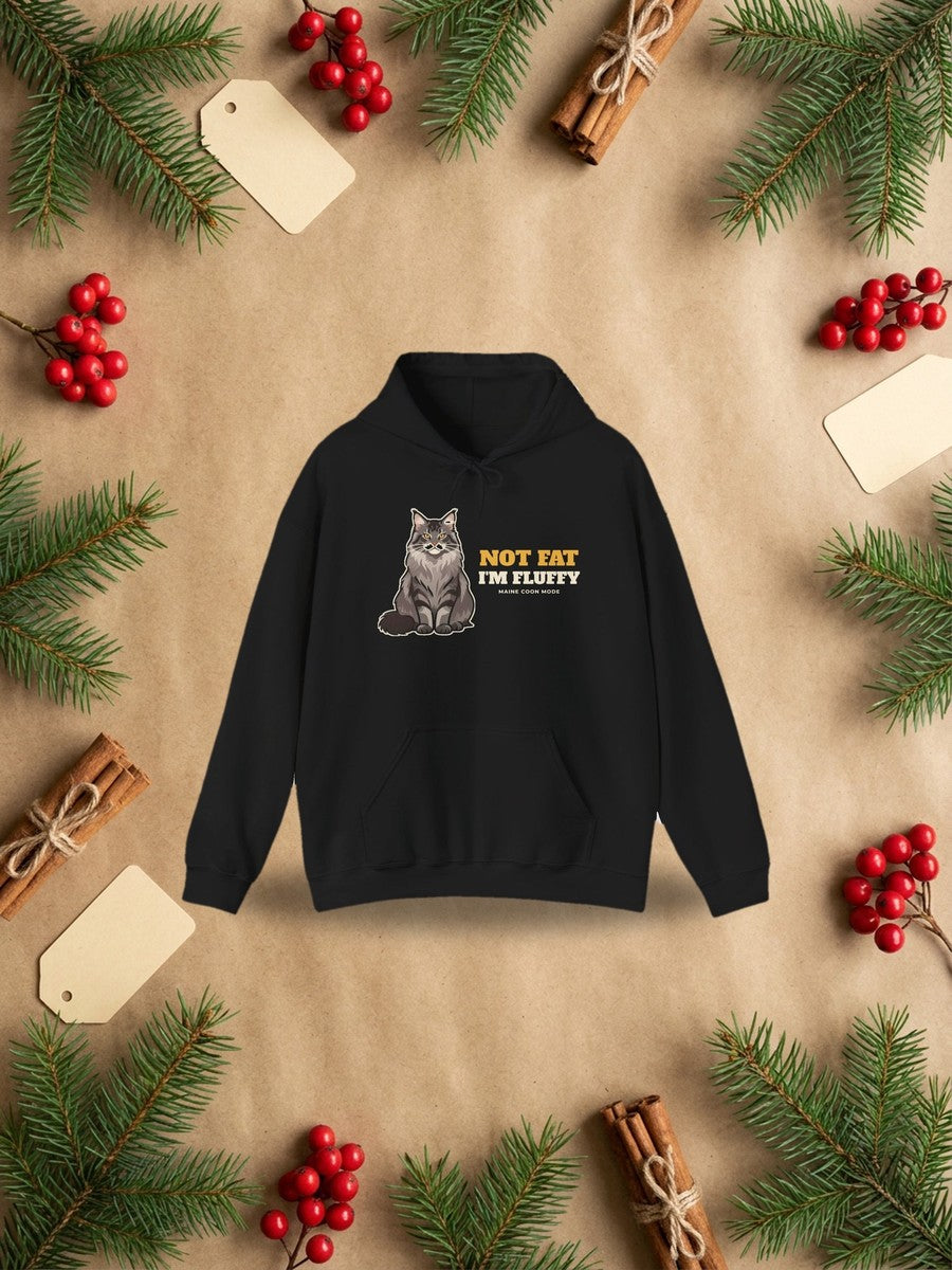 Not Fat, I'm Fluffy Maine Coon Hoodie styled Christmas flat lay