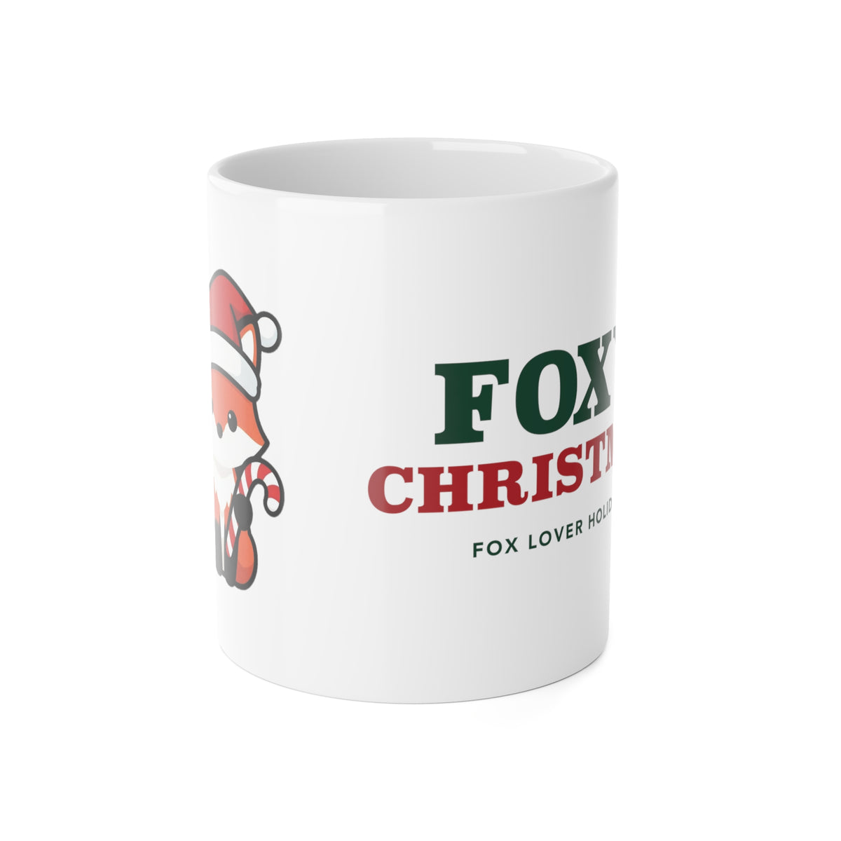 Fox Christmas Mug | Cute Fox Santa Hat Christmas Coffee Cup | Fox Lover Christmas Gift
