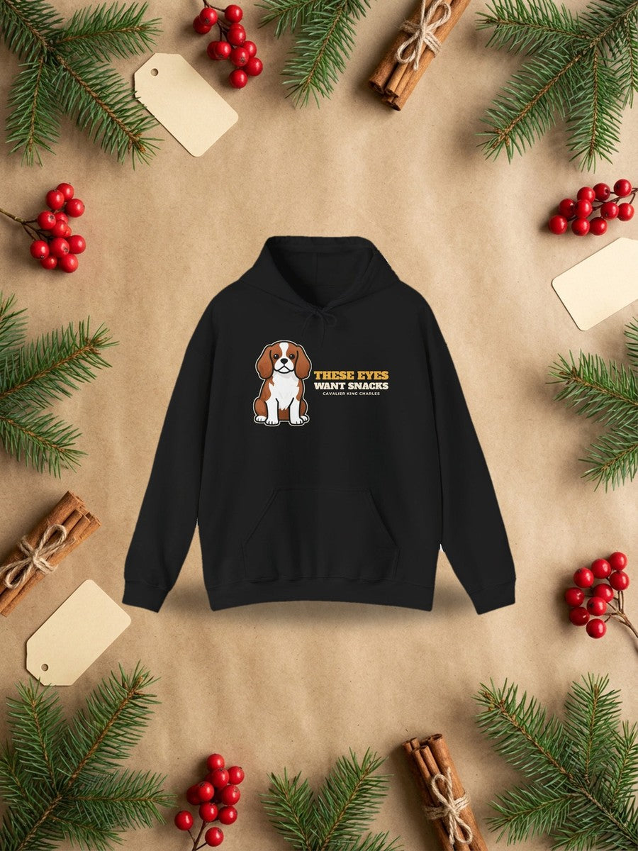These Eyes Want Snacks Cavalier King Charles Hoodie styled Christmas flat lay