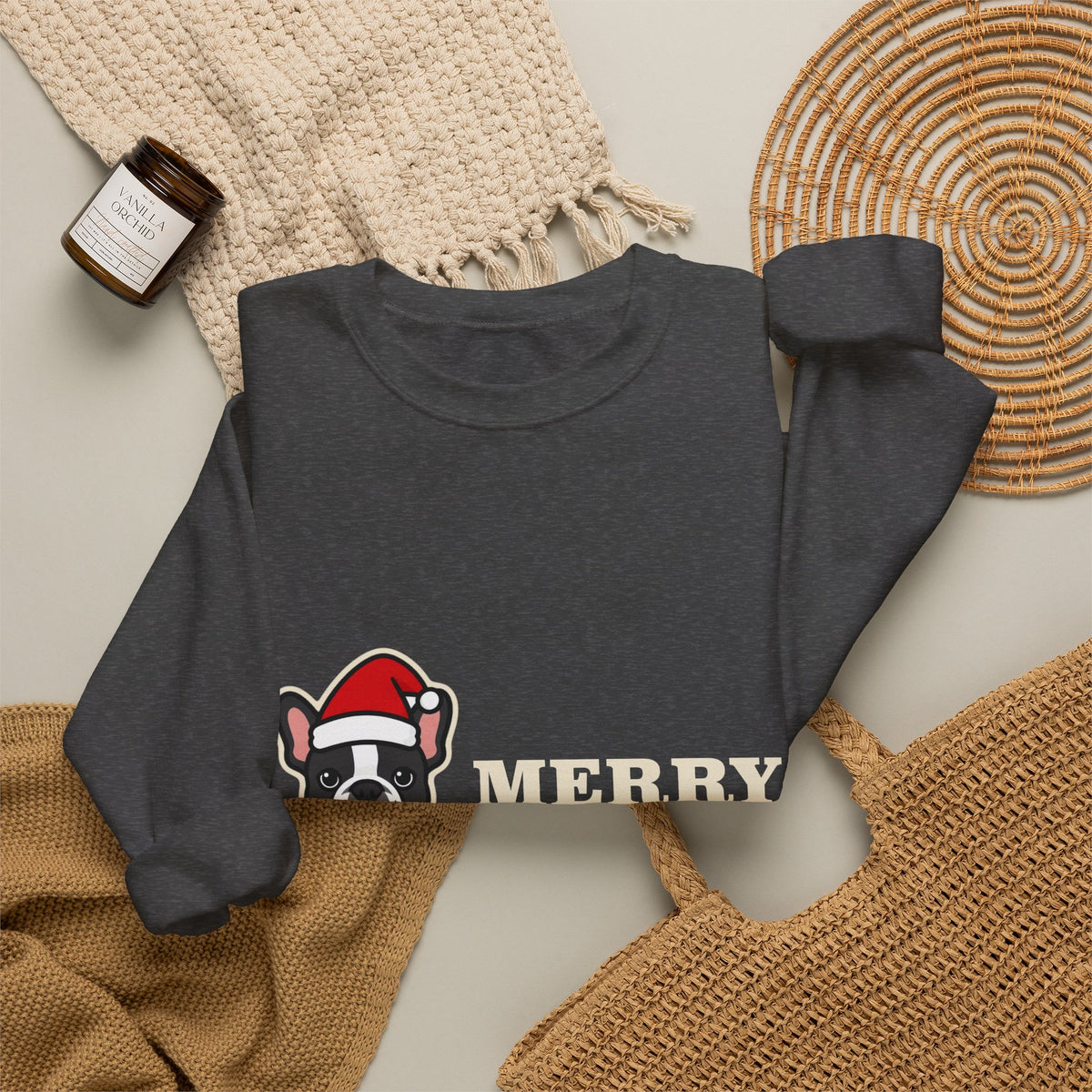 French Bulldog Christmas Crewneck Sweatshirt | Merry Frenchmas Frenchie Sweatshirt | Frenchie Mom Dog Christmas Gift
