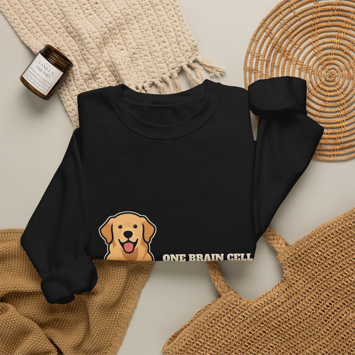 One Brain Cell, Very Happy About It Golden Retriever Crewneck Sweatshirt | Golden Retriever Gift