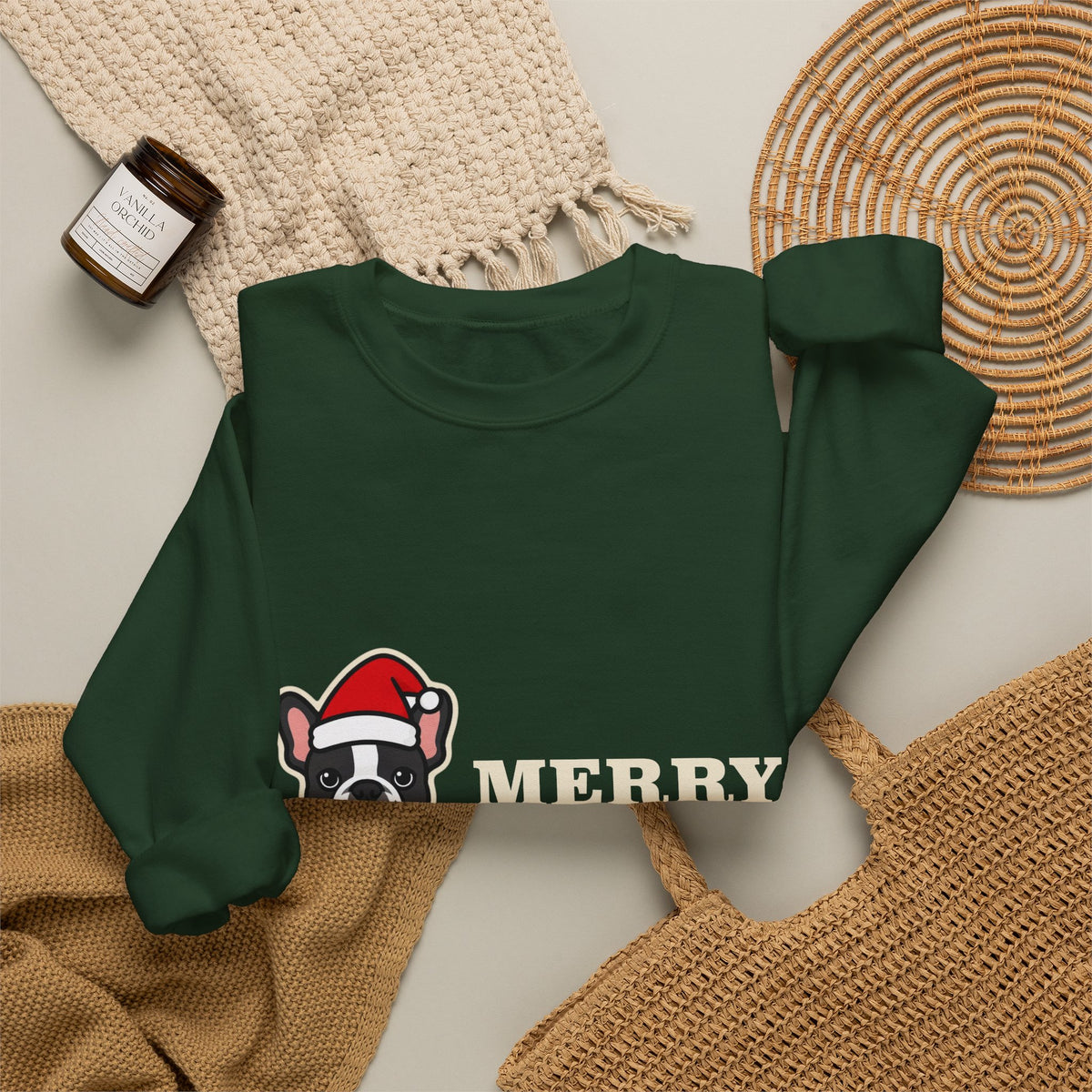French Bulldog Christmas Crewneck Sweatshirt | Merry Frenchmas Frenchie Sweatshirt | Frenchie Mom Dog Christmas Gift