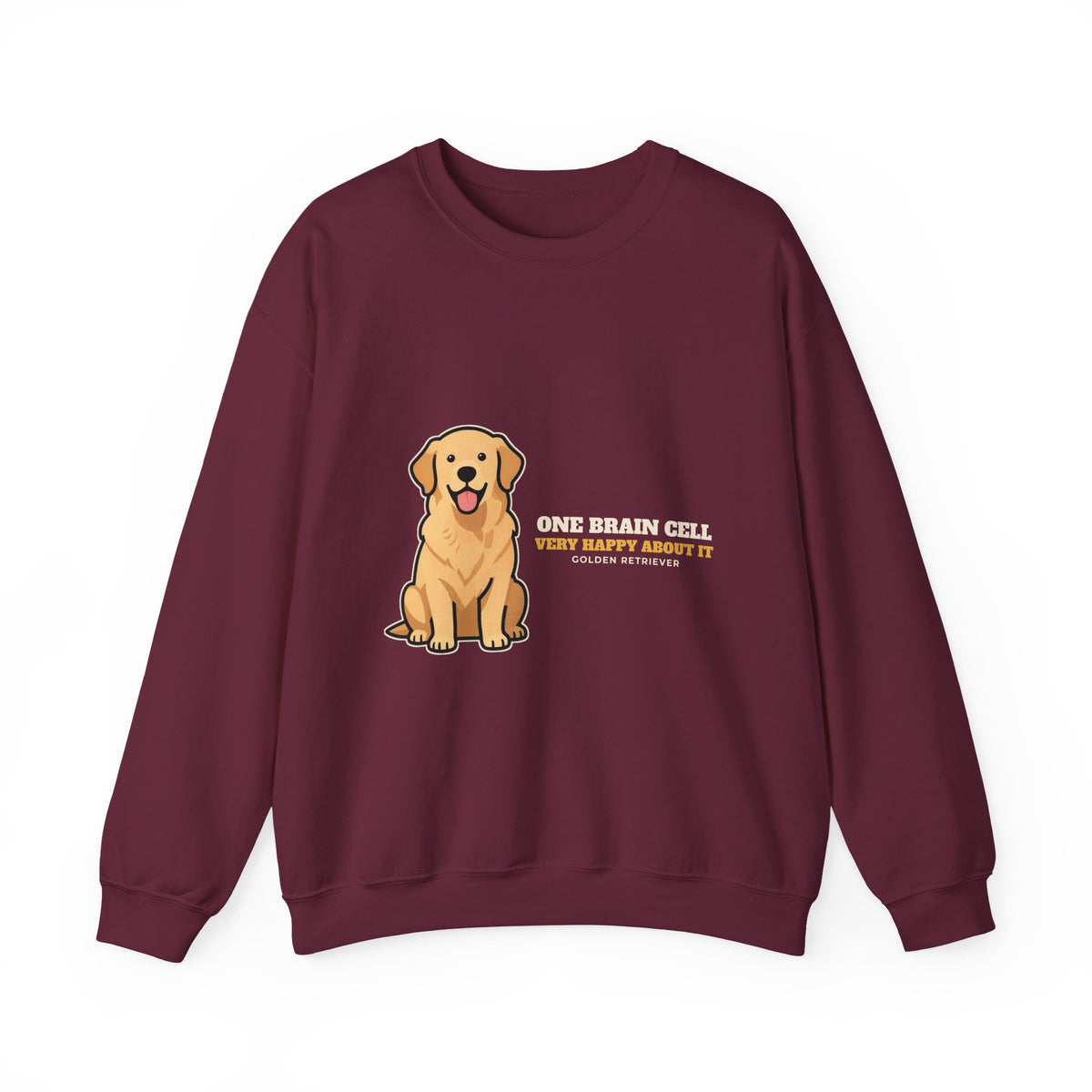 One Brain Cell, Very Happy About It Golden Retriever Crewneck Sweatshirt | Golden Retriever Gift
