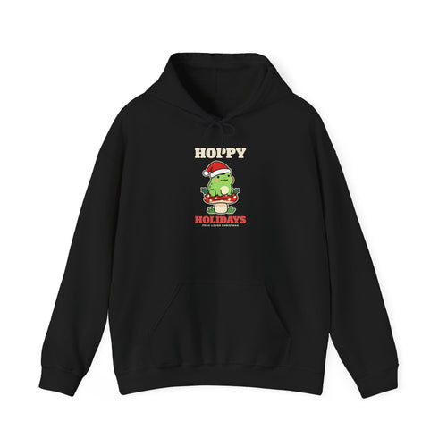 Hoppy Holidays Frog Christmas Hoodie - original hoodie design by Pastime Goods