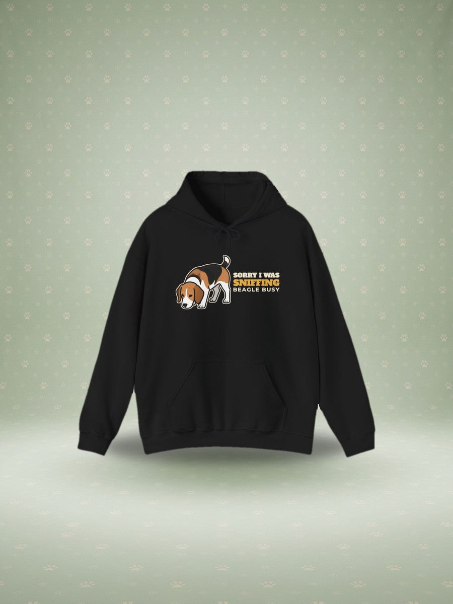 Beagle hoodie in a festive studio scene