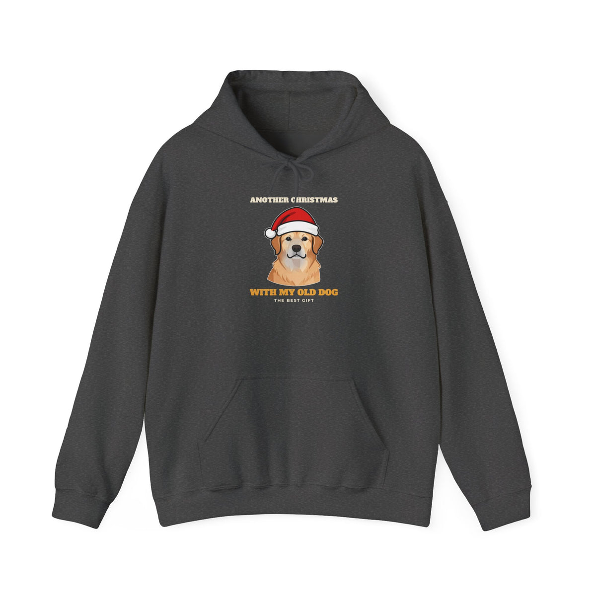 Senior Dog Christmas Hoodie with the Another Christmas With My Old Dog design in dark heather