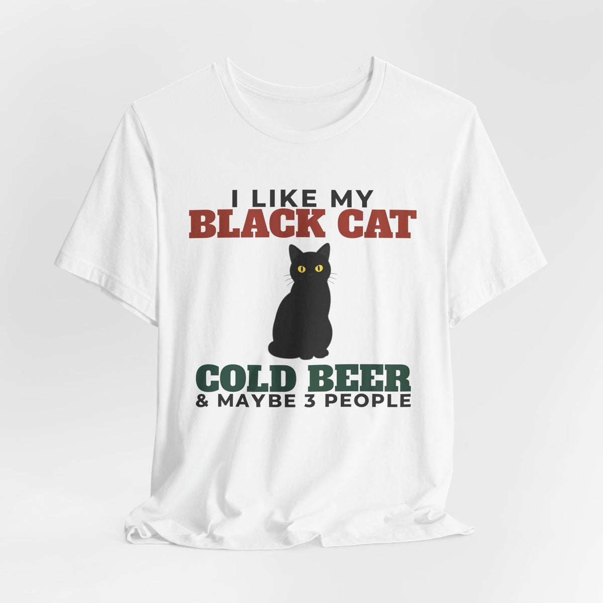 I Like My Black Cat, Cold Beer and Maybe 3 People Tee | Funny Black Cat Dad Gift