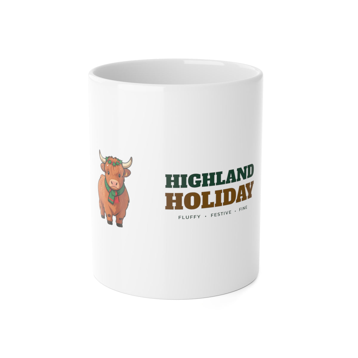 Highland Holiday Cow Christmas Mug - original mug design by Pastime Goods
