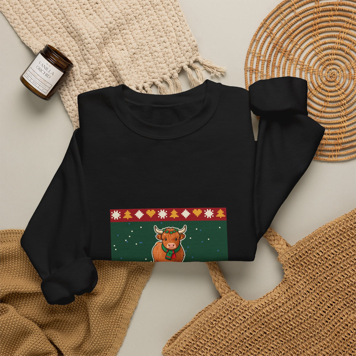 Moo-ry Christmas Ugly Sweater Crewneck Sweatshirt