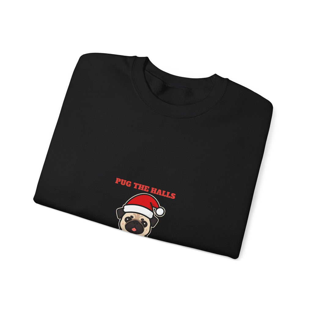 Pug Christmas Crewneck Sweatshirt, Pug the Halls With Snorts of Joy Sweatshirt, Funny Pug Mom Gift, Pug Dad Christmas Crewneck Sweatshirt, Pug Lover Gift