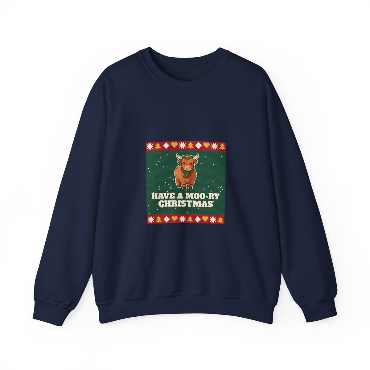 Moo-ry Christmas Ugly Sweater Crewneck Sweatshirt