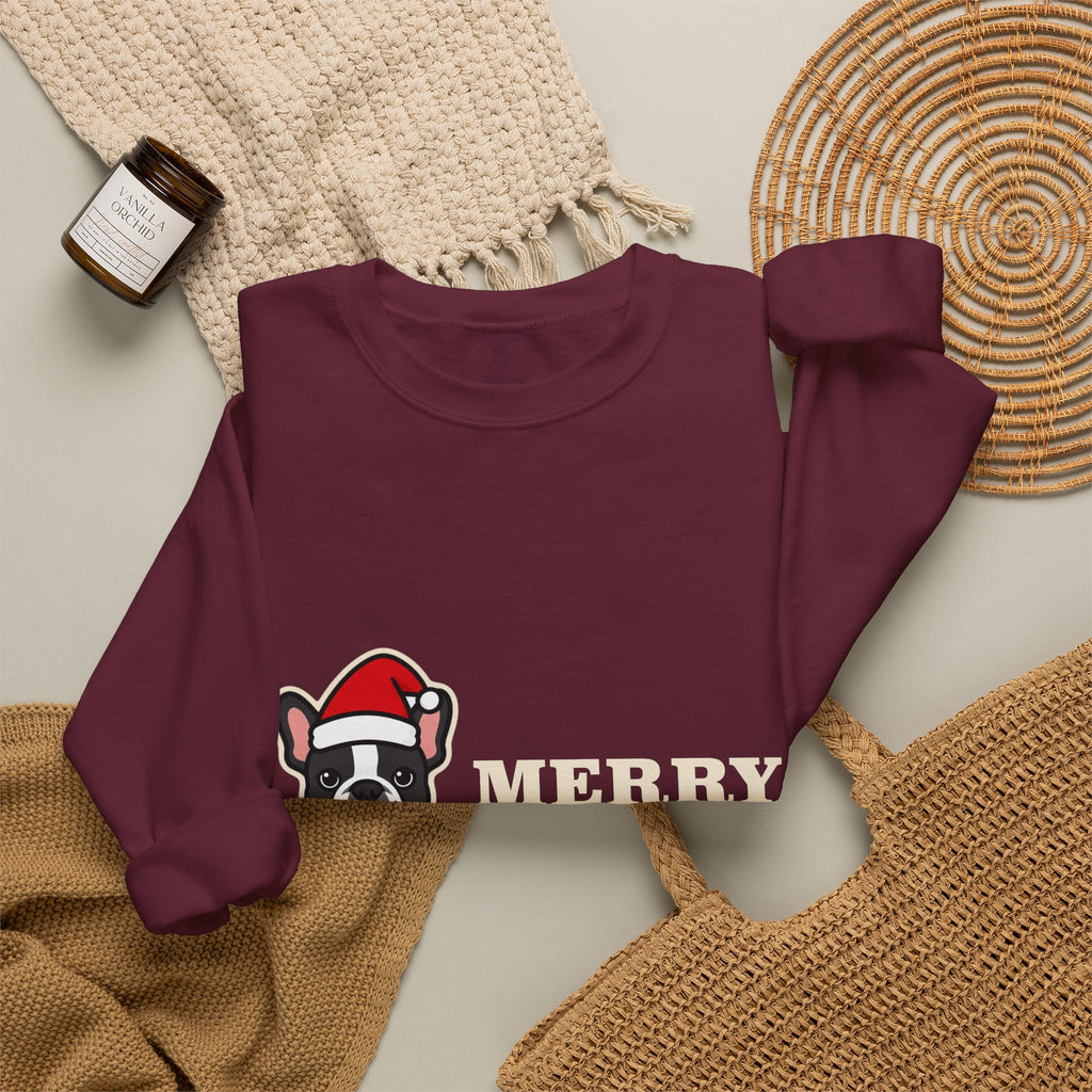 French Bulldog Christmas Crewneck Sweatshirt | Merry Frenchmas Frenchie Sweatshirt | Frenchie Mom Dog Christmas Gift
