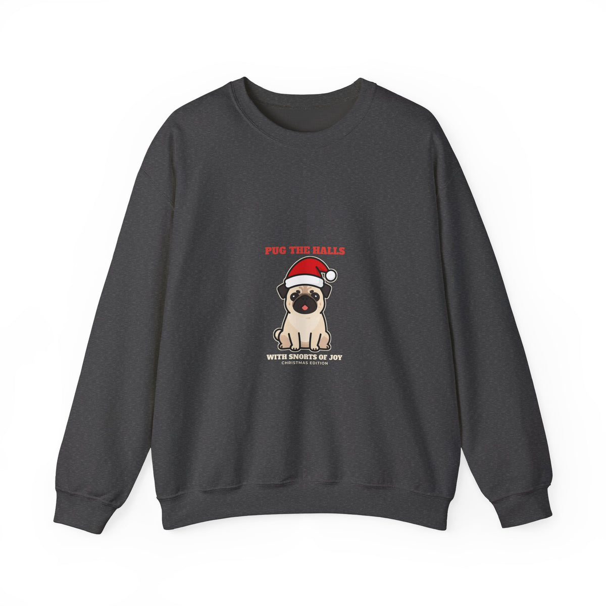 Pug Christmas Crewneck Sweatshirt, Pug the Halls With Snorts of Joy Sweatshirt, Funny Pug Mom Gift, Pug Dad Christmas Crewneck Sweatshirt, Pug Lover Gift