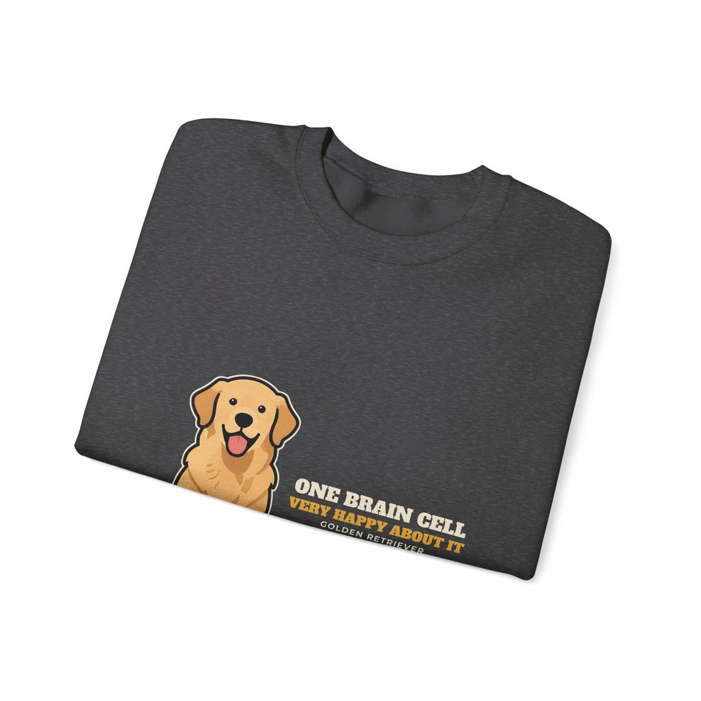 One Brain Cell, Very Happy About It Golden Retriever Crewneck Sweatshirt | Golden Retriever Gift