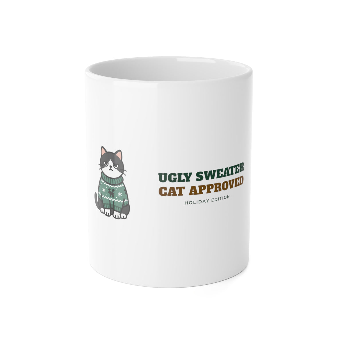 Cat Approved Ugly Christmas Sweater Mug - original mug design by Pastime Goods