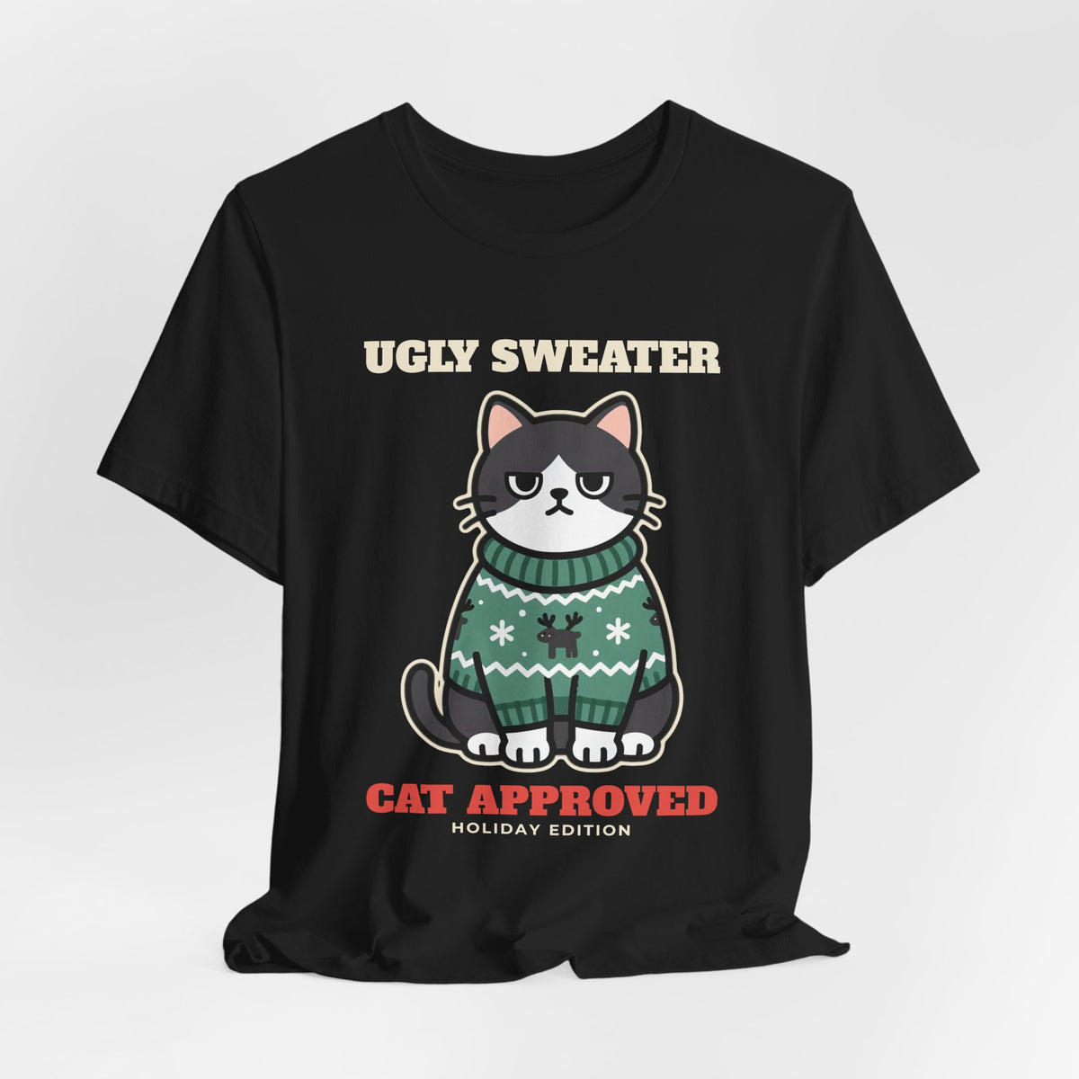 Cat Approved Ugly Christmas Sweater Tee