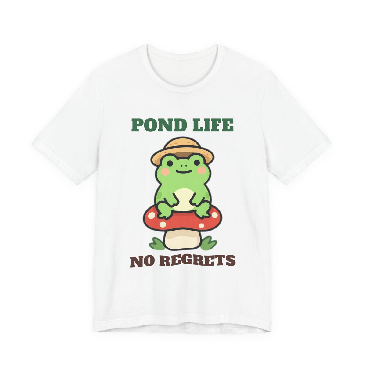 Cottagecore Frog Shirt - Pond Life, No Regrets Tee - original t-shirt design by Pastime Goods