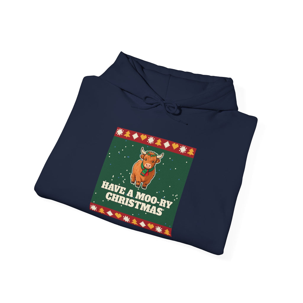 Moo-ry Christmas Ugly Sweater Hoodie