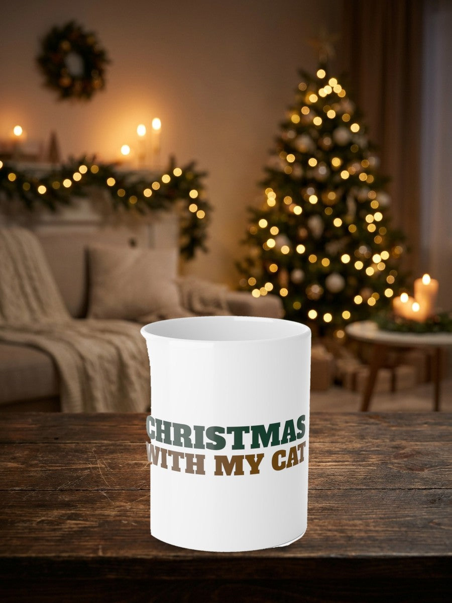 Christmas With My Cat Mug in a styled table product photo