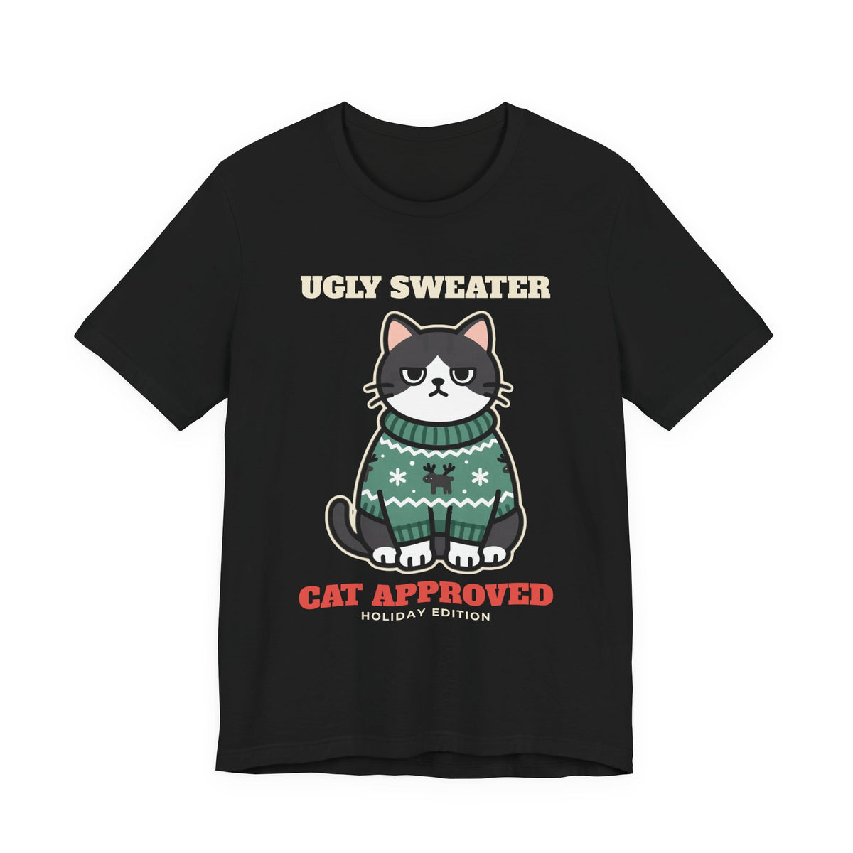 Cat Approved Ugly Christmas Sweater Tee