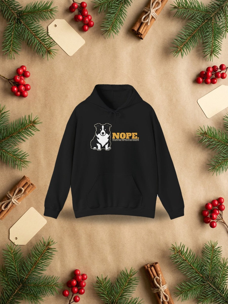 Nope. funny Border Collie hoodie styled Christmas flat lay