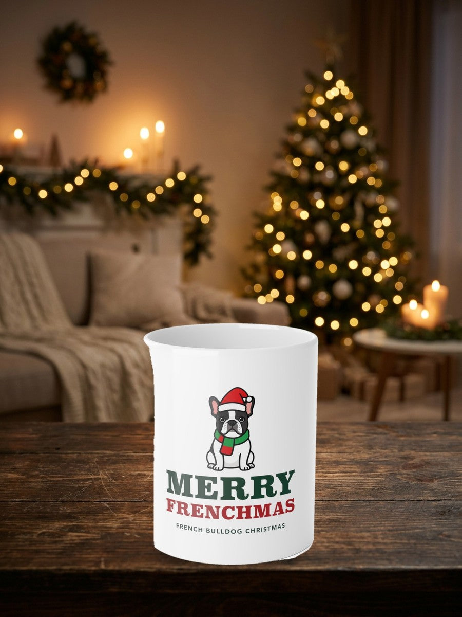 French Bulldog Christmas Mug in a styled table product photo